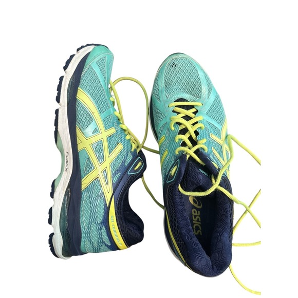 Size 9.5 ASICS Gel Cumulus 17‎ Green Yellow Navy - Picture 1 of 5